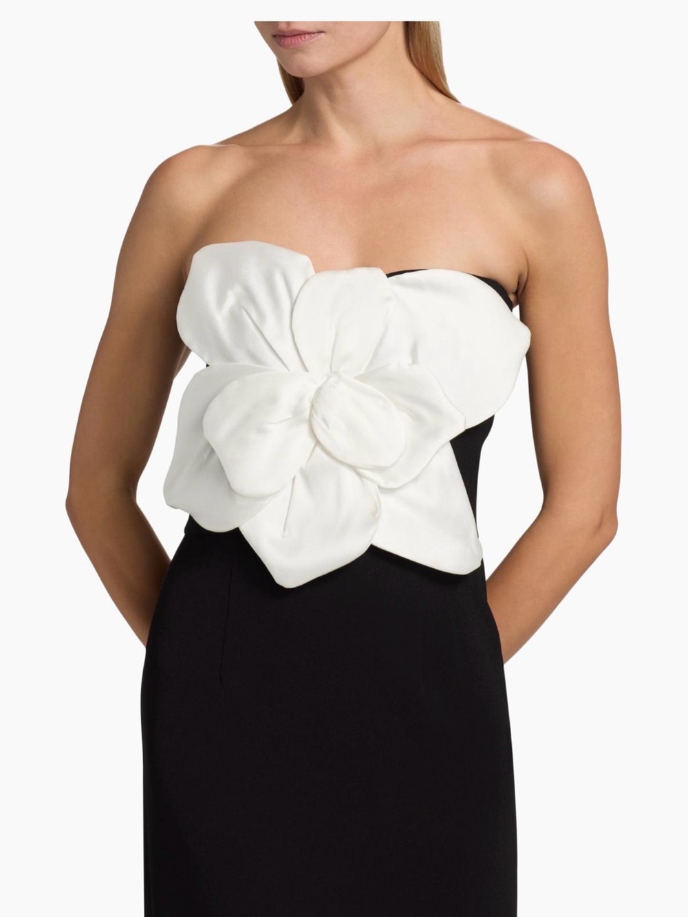 Sachin + Babi Black Maxi Dress with Ivory Floral Applique